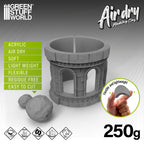 Air Dry Foam Clay Grey examples with molds and textured rollers