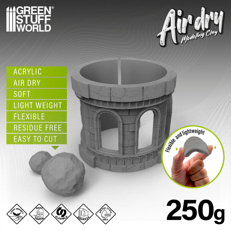 Air Dry Foam Clay Grey examples with molds and textured rollers