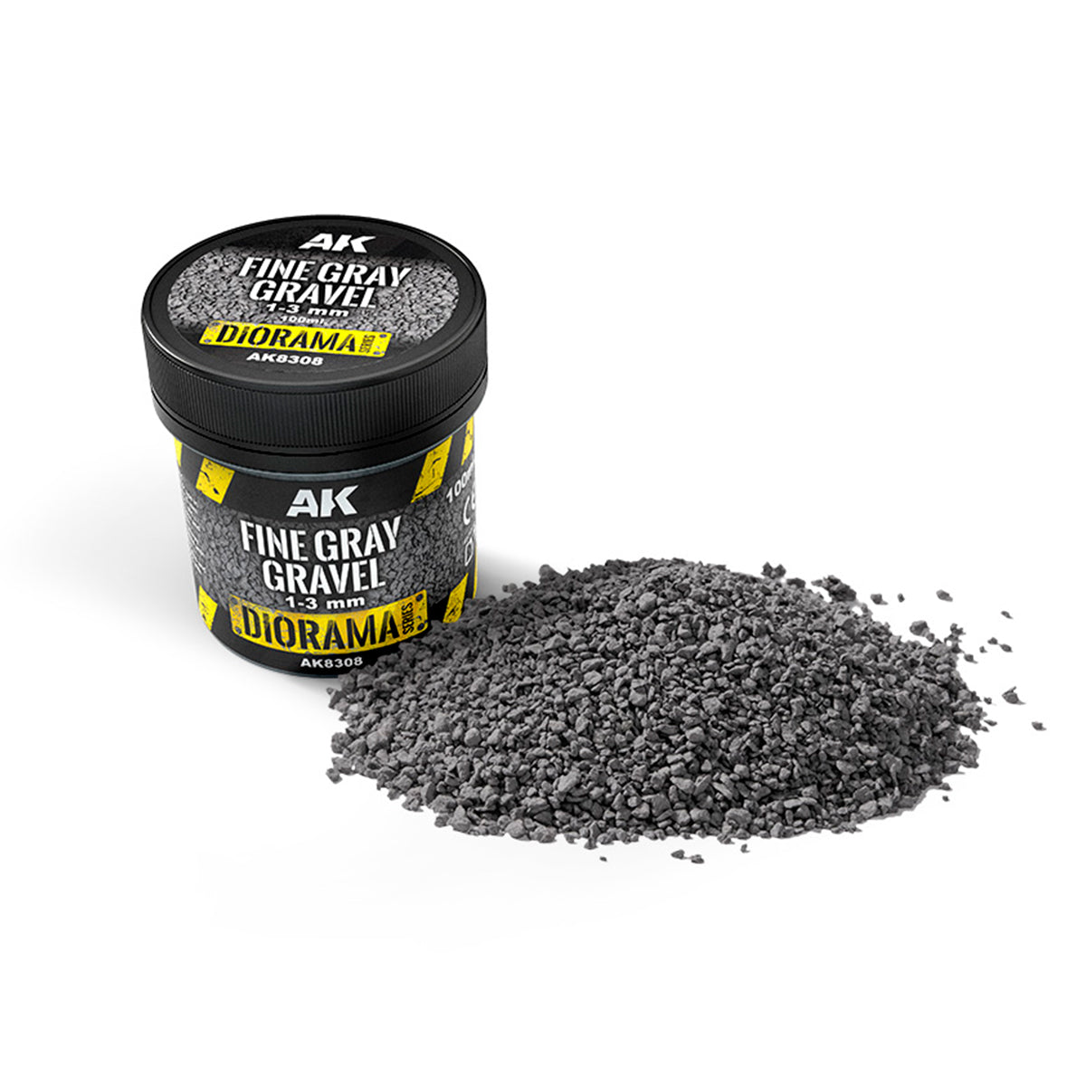 AK Interactive Fine Gray Gravel 1-3mm diorama terrain for scale models and miniatures