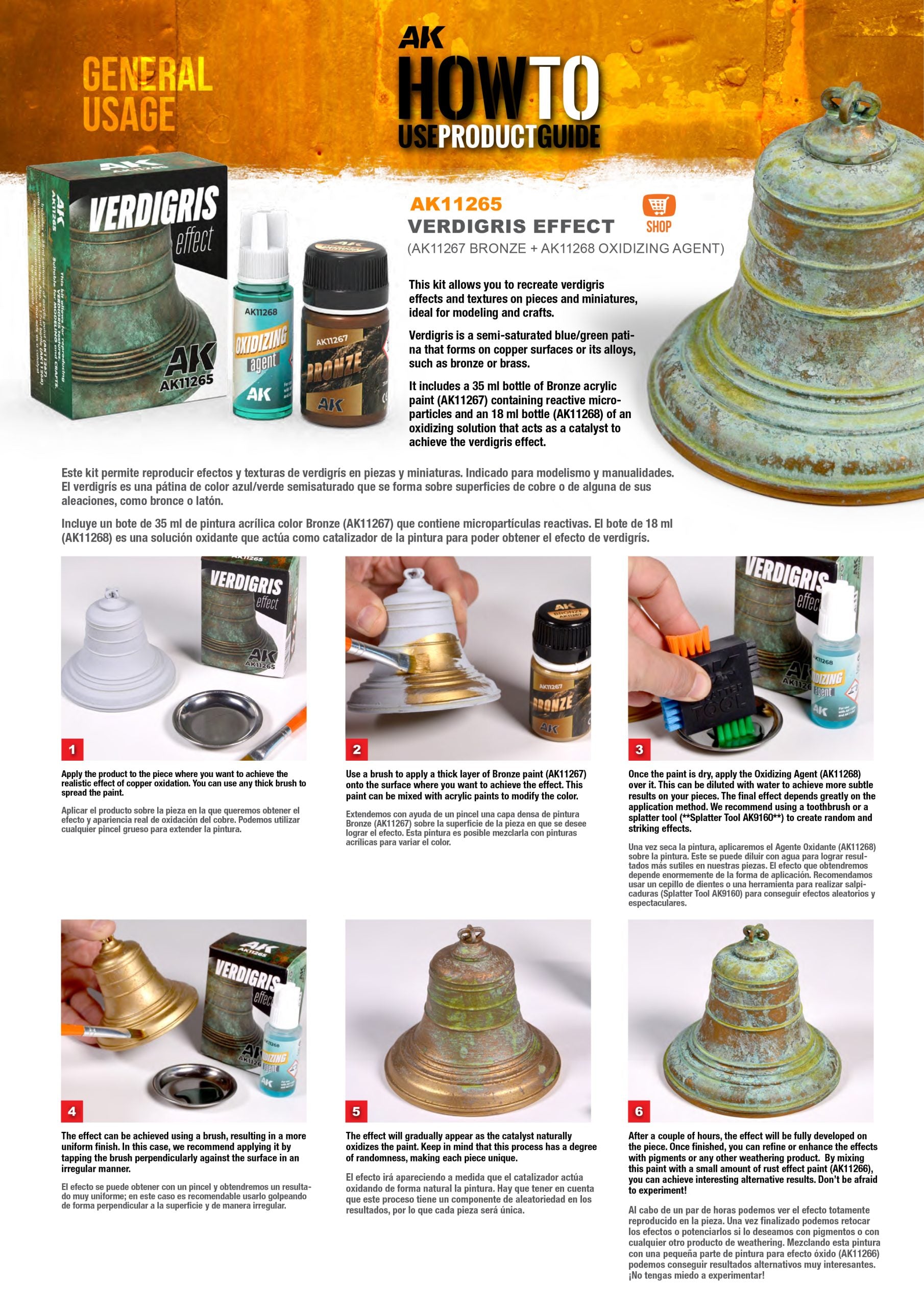 AK Interactive AK11265 Verdigris Effect Kit – Special acrylic paint and oxidizing agent for modeling