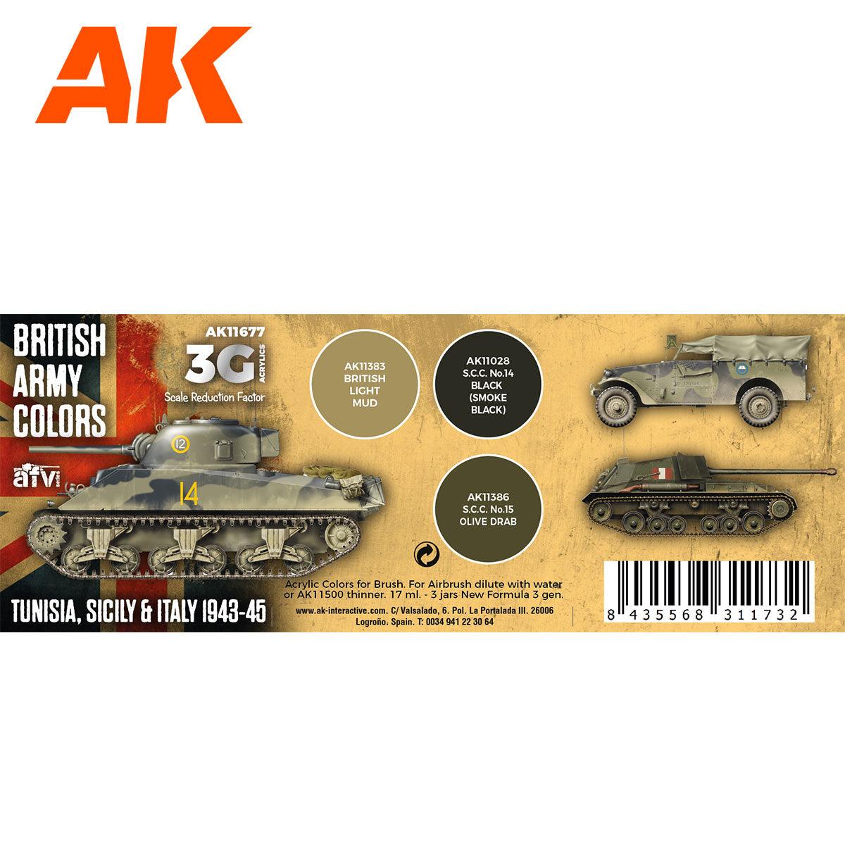 AK Interactive British Army Colors Tunisia, Sicily & Italy 1943-45 Paints Set AFV AK11677 - Hobby Heaven