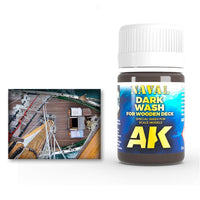 AK Interactive Dark Wash for Wood Decks 35ml Ship Series AK301 - Hobby Heaven
