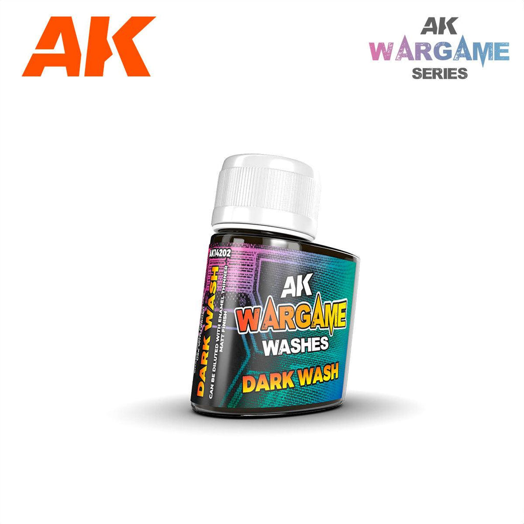 AK Interactive AK14202 Dark Wash 35ml bottle with Wargame Washes label