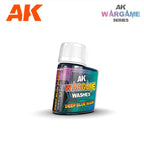 AK14207 Deep Blue Wash: 35 ml bottle on white with the AK Wargame Series logo, dark blue liquid at the neck