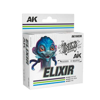 AK Interactive Acrylic Inks Elixir Set (3x 30ml) with vibrant colors.
