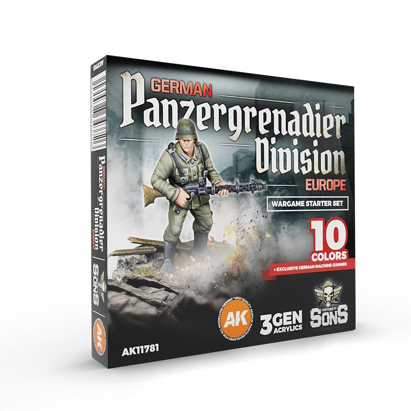 AK Interactive German Panzergrenadier Division, Europe – Wargame Starter Set – 10 Colours & Exsclusive Figure AK11781 - Hobby Heaven