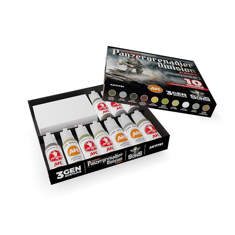 AK Interactive German Panzergrenadier Division, Europe – Wargame Starter Set – 10 Colours & Exsclusive Figure AK11781 - Hobby Heaven