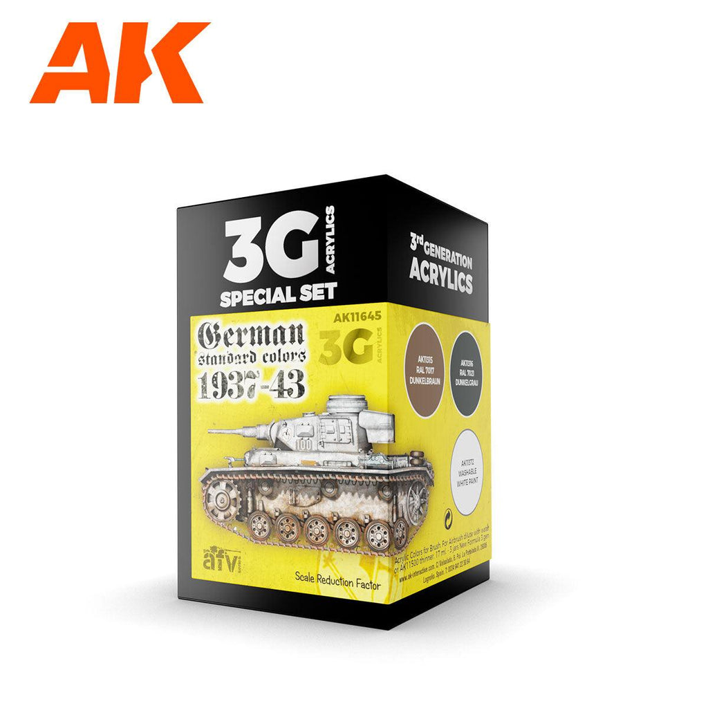 AK Interactive German Standard 37-44 Combo 3G Paints Set AFV AK11645 - Hobby Heaven