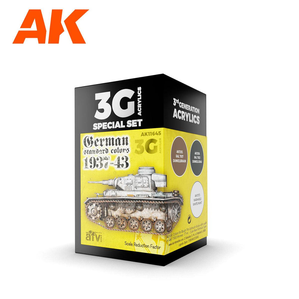 AK Interactive German Standard 37-44 Combo 3G Paints Set AFV AK11645 - Hobby Heaven