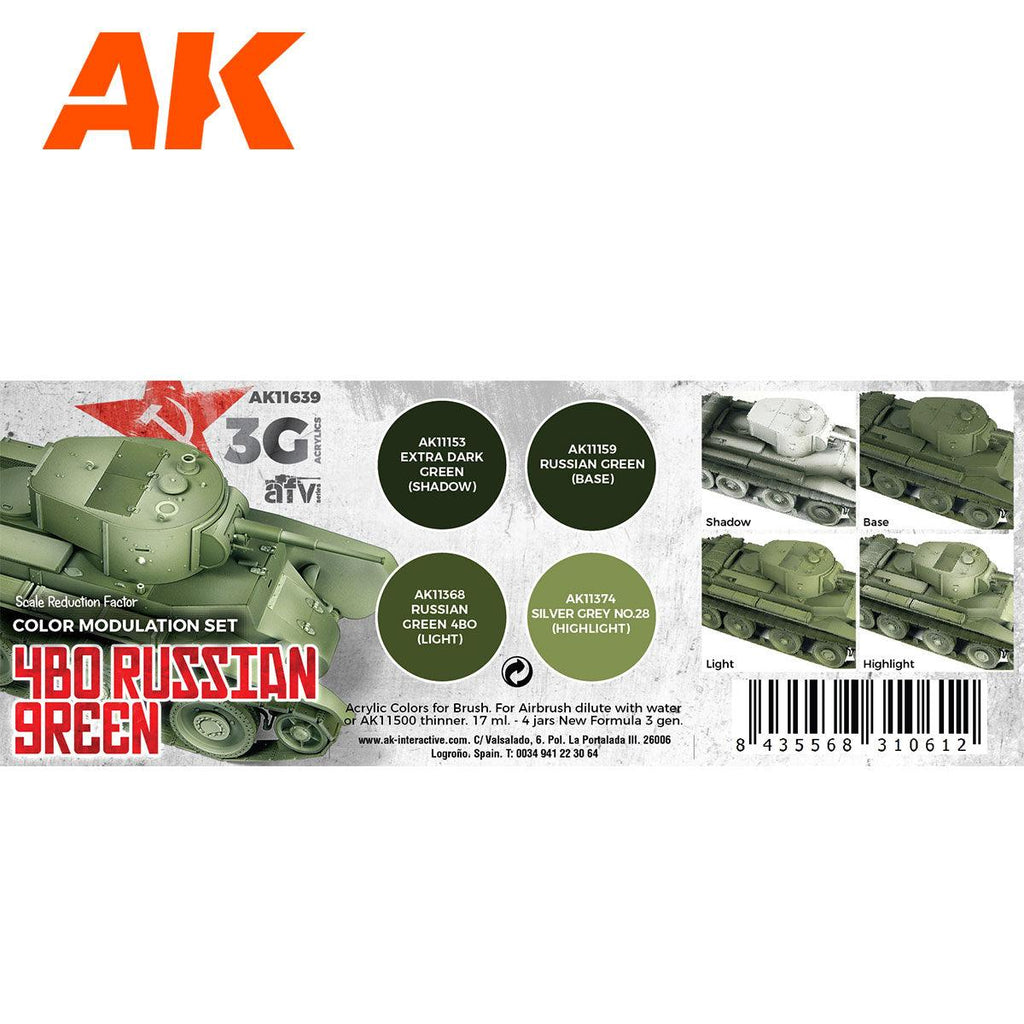AK Interactive Modulation 4Bo Russian Green 3G Paints Set AFV AK11639 - Hobby Heaven