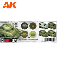 AK Interactive Modulation Us Olive Drab 3G Paints Set AFV AK11643 - Hobby Heaven