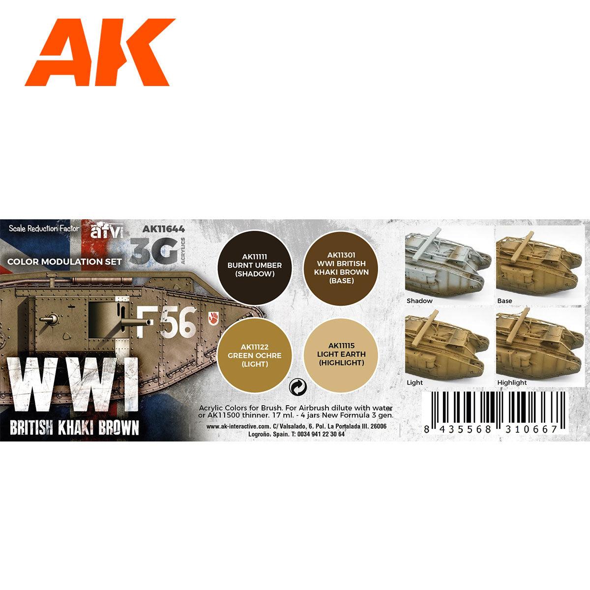 AK Interactive Modulation Wwi British Colors 3G Paints Set AFV AK11644 ...