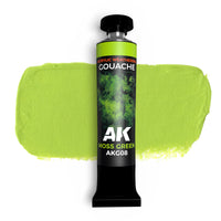 AK Interactive Moss Green Gouache Paint 20ml (AKG08) for realistic moss and foliage effects in modeling.
