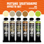 AK Interactive Nature Weathering Effects Set (AKG26) back packaging showing the contents and colors of the gouache paints.