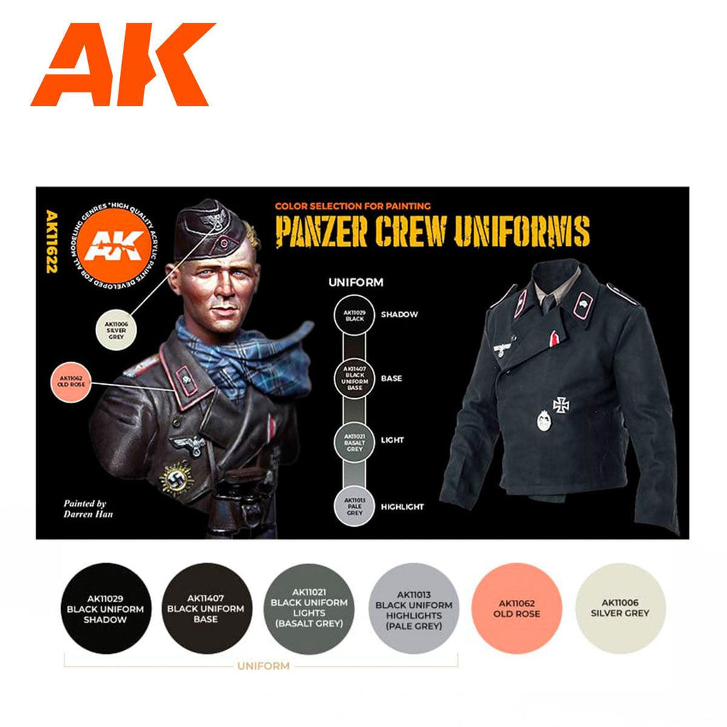 Ak Interactive Panzer Crew Black Uniforms Set 3g Figure Paint Set AK11622 - Hobby Heaven