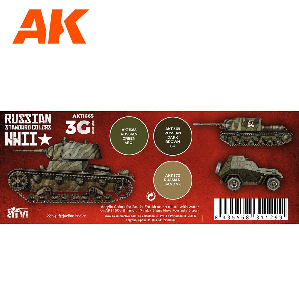 AK Interactive Russian Standard Wwii Combo 3G Paints Set AFV AK11665 - Hobby Heaven