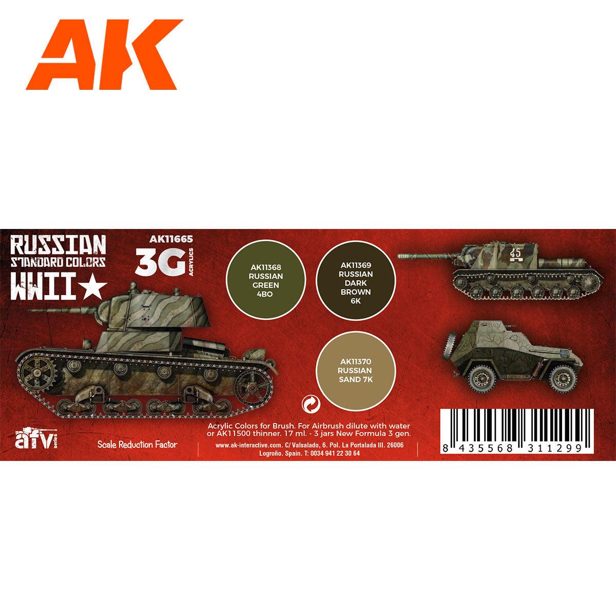 AK Interactive Russian Standard Wwii Combo 3G Paints Set AFV AK11665 - Hobby Heaven