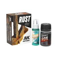 AK Interactive Rust Effect Set AK11264 with acrylic paint and oxidizing agent.
