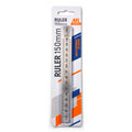 AK Interactive AK9546 Steel Ruler 150mm in retail blister packaging showing stainless steel ruler with metric millimetre graduations and Made of Stainless Steel badge