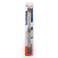 AK Interactive AK9547 Steel Ruler 300mm in retail blister packaging showing full-length stainless steel ruler with metric millimetre graduations and Made of Stainless Steel badge
