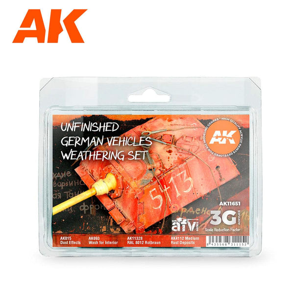 AK Interactive Unfinished German Vehicles Weathering 3G Paints Set AFV AK11651 - Hobby Heaven