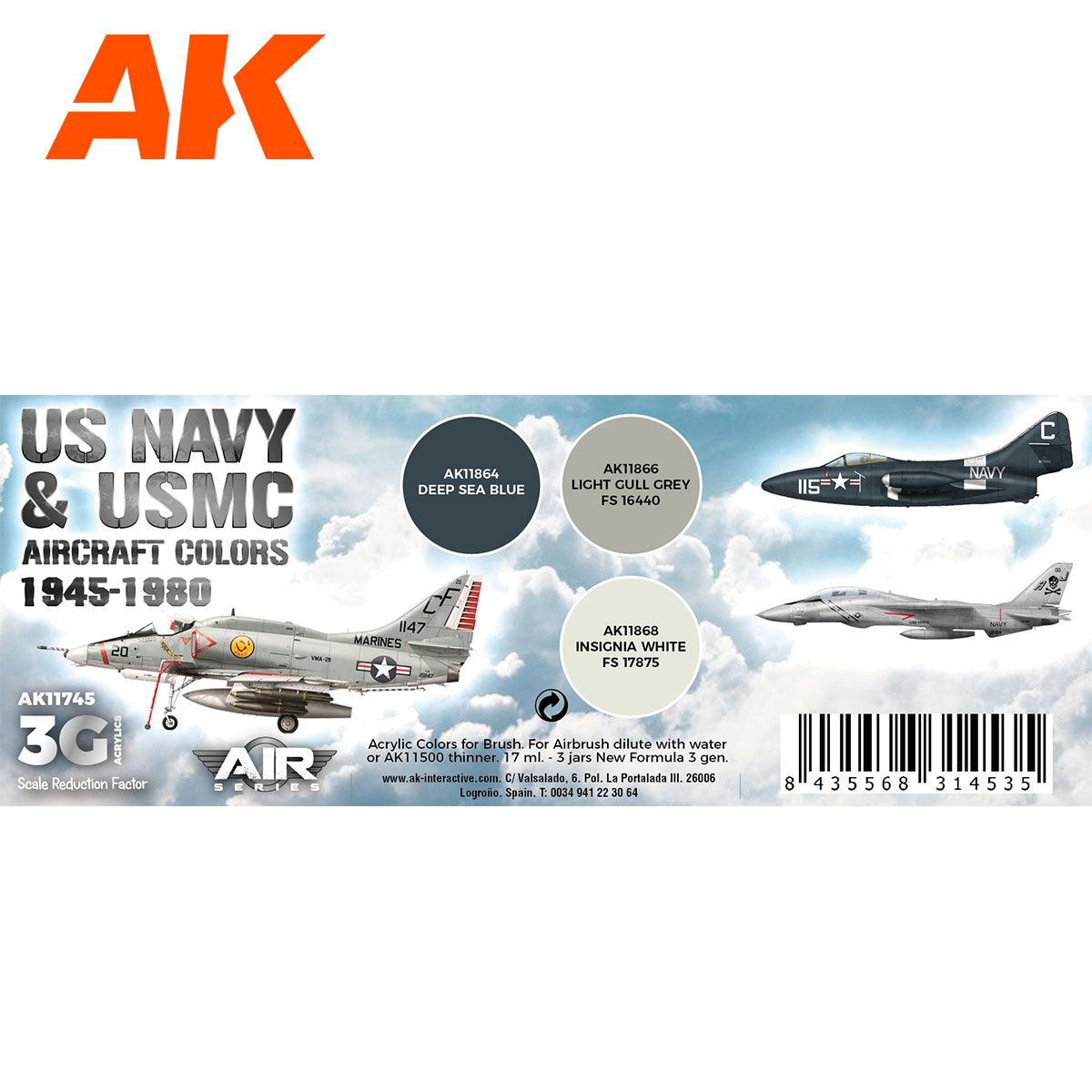 AK Interactive US Navy & USMC Aircraft Colors 1945-1980 SET 3G AK11745 - Hobby Heaven