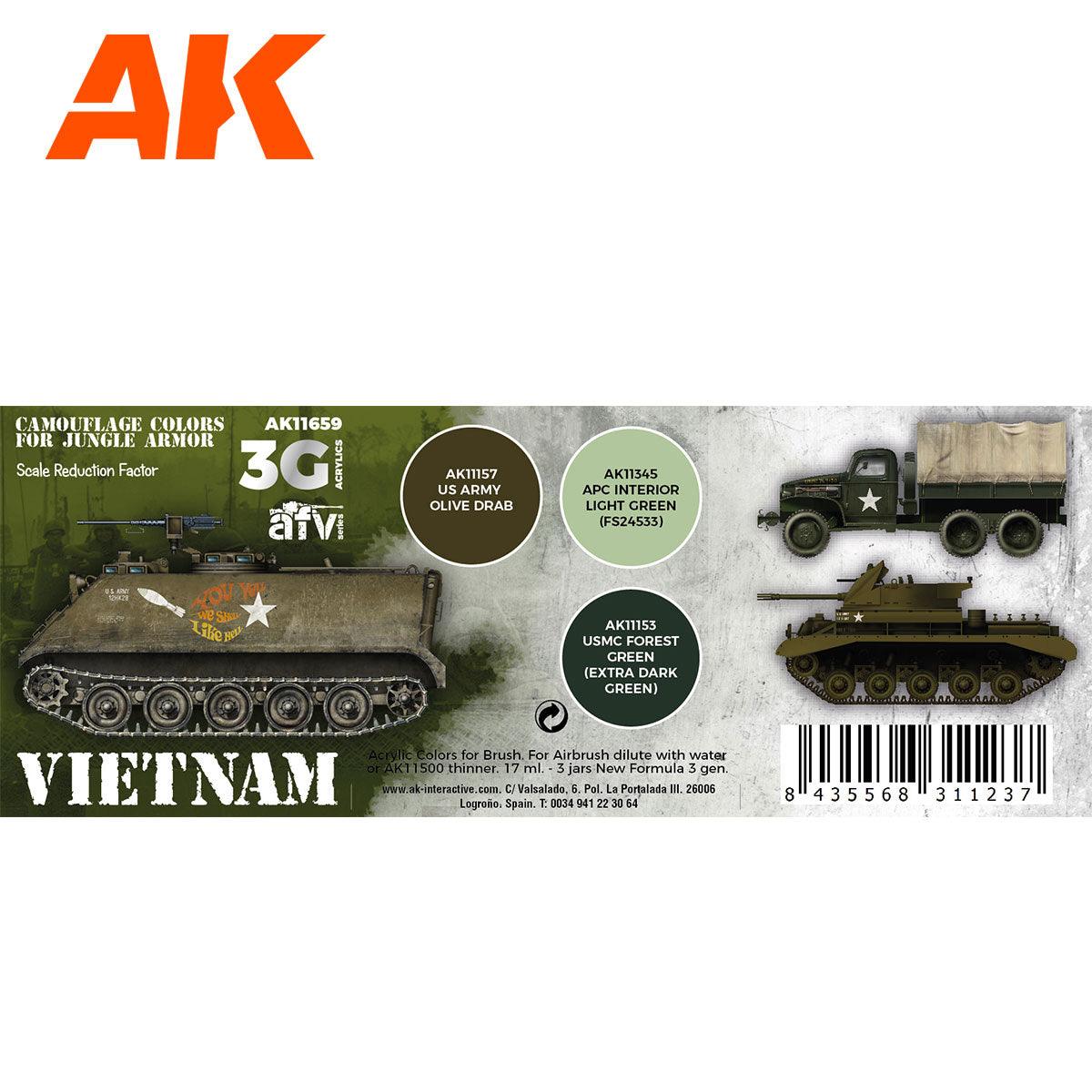AK Interactive Vietnam Colors 3G Paints Set AFV AK11659 - Hobby Heaven