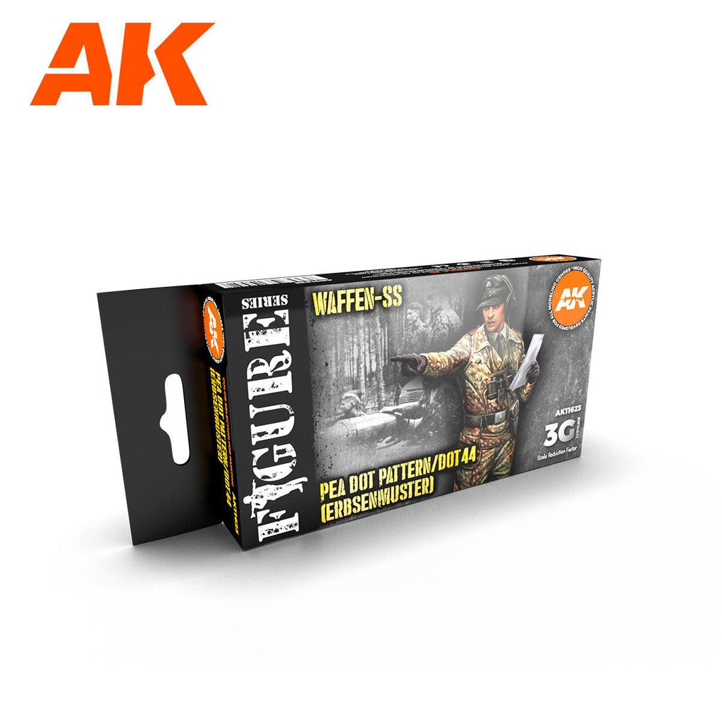 AK11623 Waffen-SS pea dot DOT 44 paint set box, Figure Series carton with painted SS officer artwork