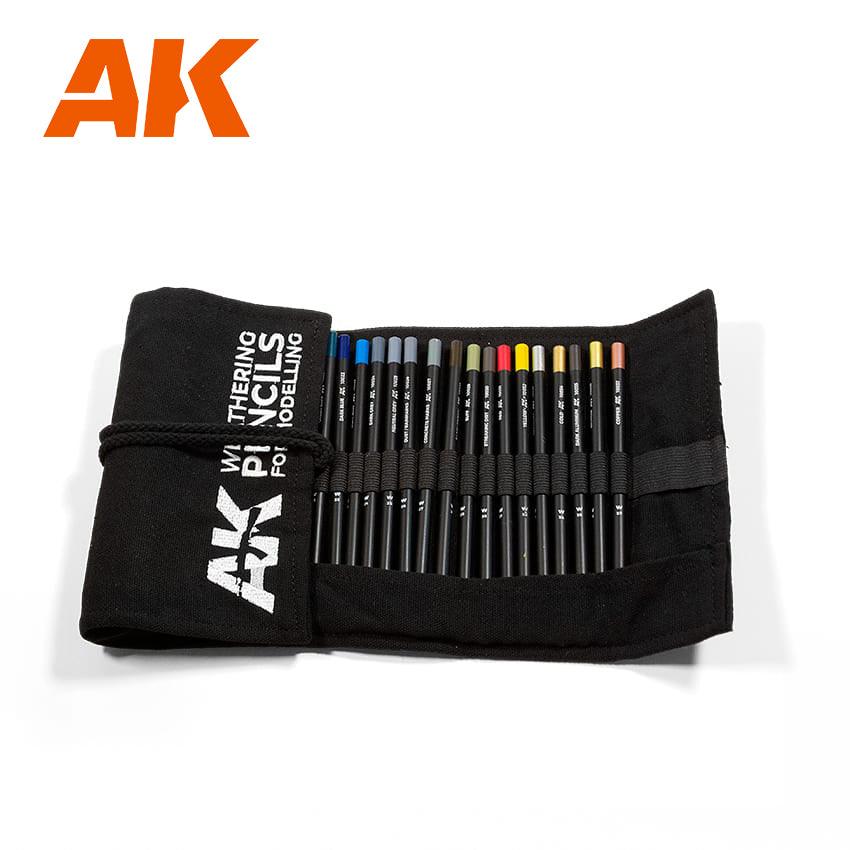 AK Interactive Weathering Pencils Full Range In Cloth Case 37pcs AK10048 - Hobby Heaven