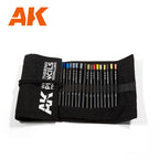 AK Interactive Weathering Pencils Full Range In Cloth Case 37pcs AK10048 - Hobby Heaven