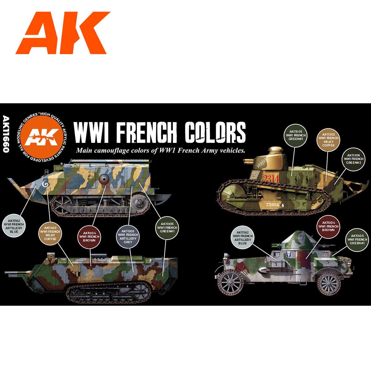 AK Interactive WWI French Colors 3G Paints Set AFV AK11659 - Hobby Heaven