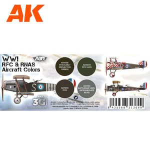 AK Interactive WWI RFC and RNAS. British Aircraft Colors Paint Set 3G AK11711 - Hobby Heaven