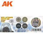 AK11722 label: RLM 02 and RLM 66 swatches in 1938 and 1941 variants, beside a Luftwaffe cockpit photo