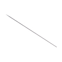 AK Interactive 0.3mm stainless steel airbrush needle full length out of protective tube showing precision-ground taper from shaft to fine needle point
