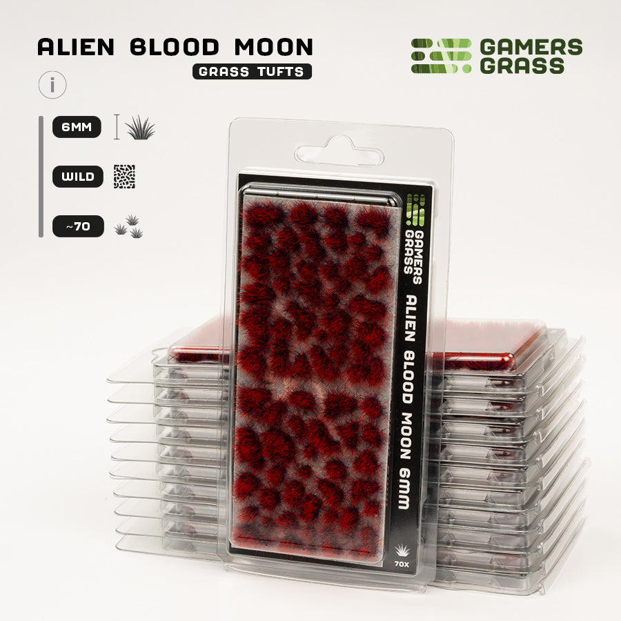 Gamers Grass Alien Blood Moon 6mm - Wild packaging, featuring vivid scarlet vegetation and eerie blood moon scene imagery