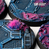 Extreme close-up detail of 50mm Alien Infestation base showing intricate alien biomass textures

