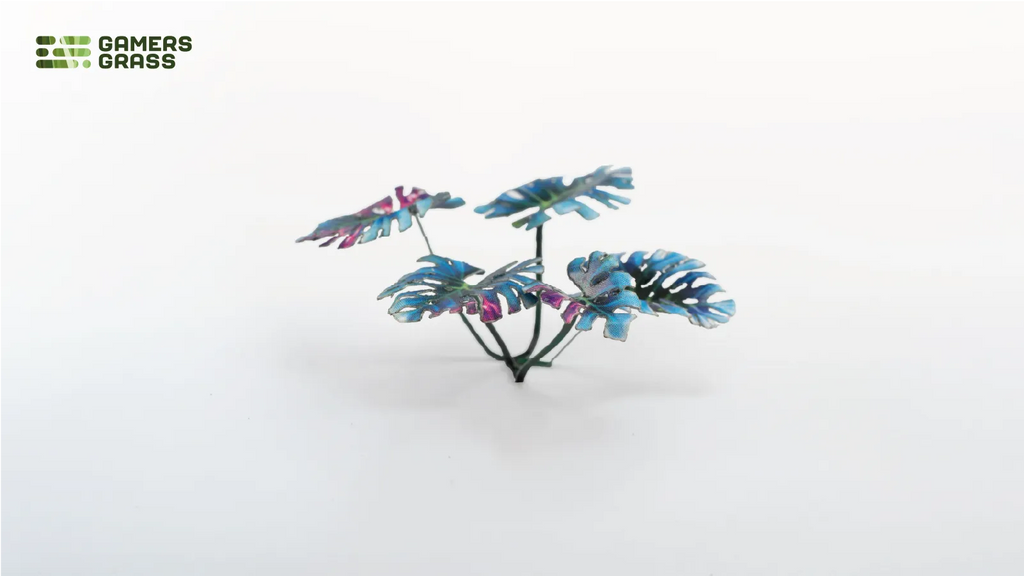 Gamers Grass Alien Monstera assembled plant cluster in teal-blue tones with visible stem structure