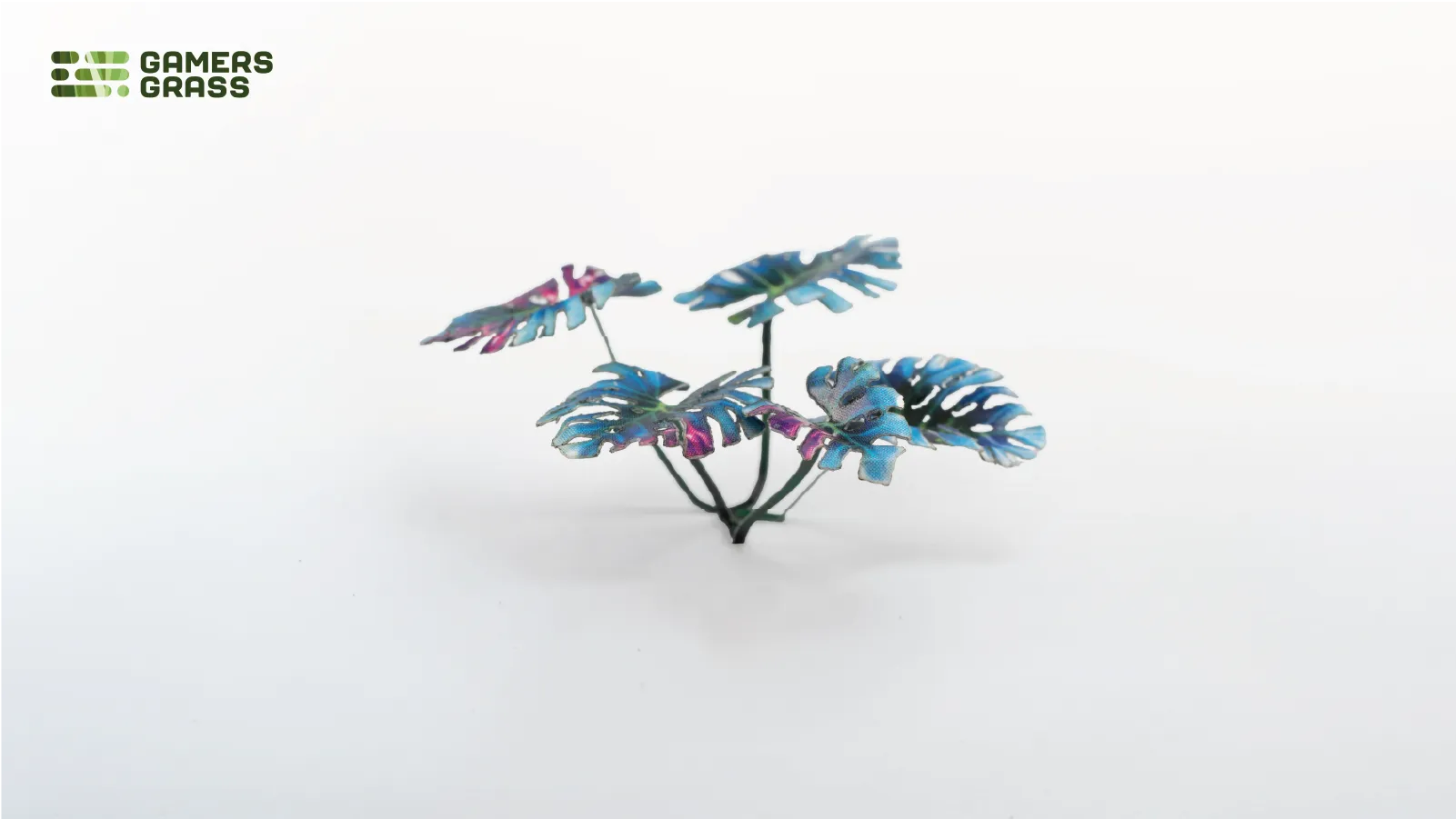 Gamers Grass Alien Monstera assembled plant cluster in teal-blue tones with visible stem structure