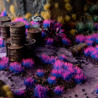 Fantastical diorama featuring Alien Neon 4mm - Wild Tuft, showcasing a surreal alien landscape or magical realm with vibrant, luminescent blue-pink vegetation
