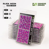 Gamers Grass Alien Neon 4mm - Wild Tuft packaging, featuring vibrant blue-pink, glow-like vegetation and fantastical scene imagery
