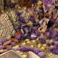 Enchanting diorama featuring Alien Purple 6mm - Wild Tufts, showcasing a mystical twilight landscape or magical alien world with vibrant purple vegetation
