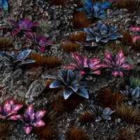 Extraterrestrial diorama featuring Laser Plants Alien Rosette, displaying a vivid alien landscape with wild vegetation
