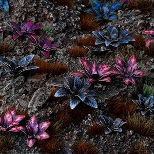 Extraterrestrial diorama featuring Laser Plants Alien Rosette, displaying a vivid alien landscape with wild vegetation