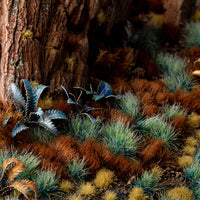 Multi-dimensional diorama featuring Alien Turquoise 6mm - Wild tufts, showcasing an alien landscape, magical forest, and coral reef scene with vibrant turquoise vegetation
