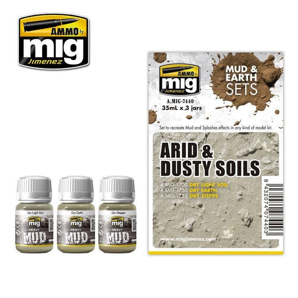 AMMO by MIG Arid & Dusty Soils Weathering Set MIG7440 - Hobby Heaven
