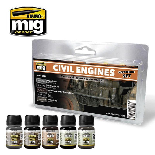 AMMO by MIG Civil Engines Weathering Set MIG7146 - Hobby Heaven
