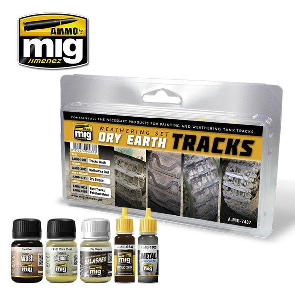 AMMO by MIG Dry Earth Tracks Weathering Set MIG7437 - Hobby Heaven