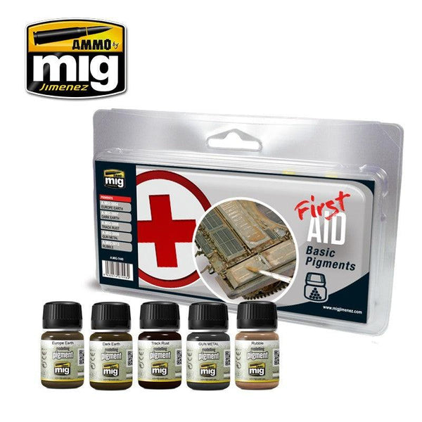 AMMO by MIG FIRST AID Basic Pigments Weathering Set MIG7448 - Hobby Heaven