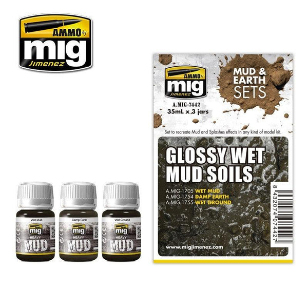 AMMO by MIG Glossy Wet Mud Soils Weathering Set MIG7442 - Hobby Heaven