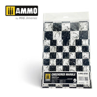 AMMO by MIG Checkered Marble Round Die-cut Bases (MIG8784) displaying precise, pre-cut circular checkered marble texture bases for distinctive wargaming miniatures and tabletop gaming
